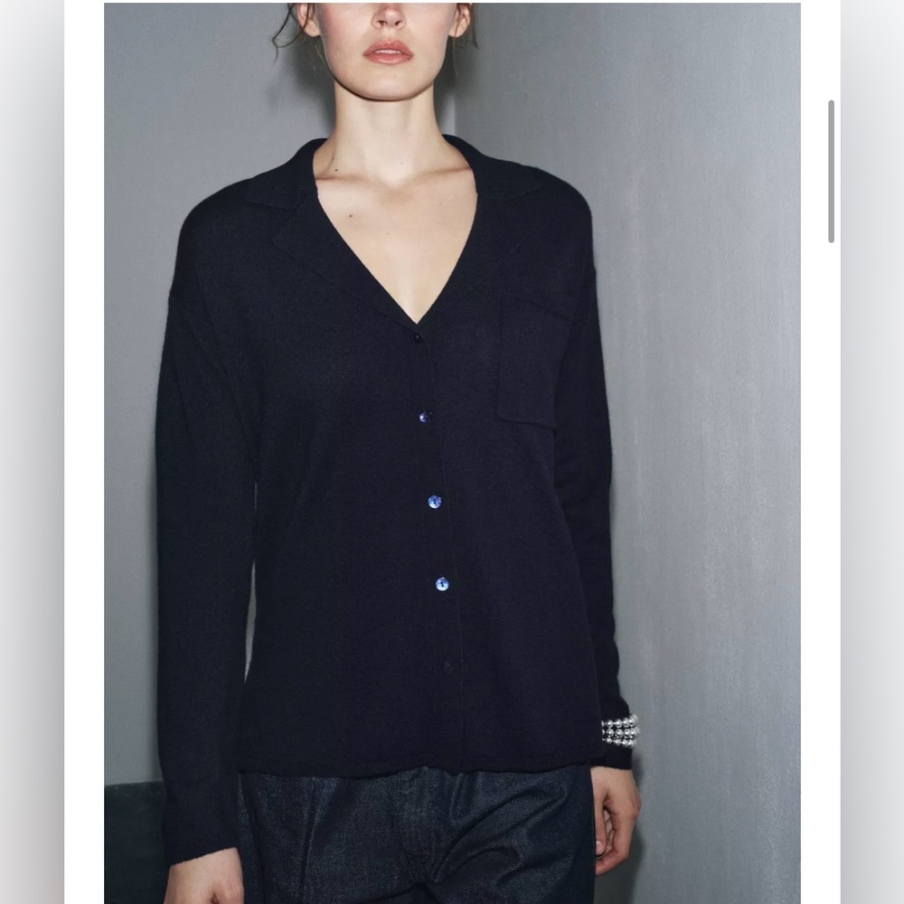 🆕 ZARA WOMEN OVERSIZED 100% EXTRA SOFT WOOL POLO CARDIGAN